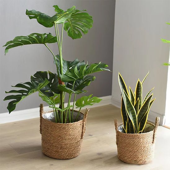 Panier tressé en jonc de mer - Pot de fleur naturel et élégant - Mon Coin Jardin