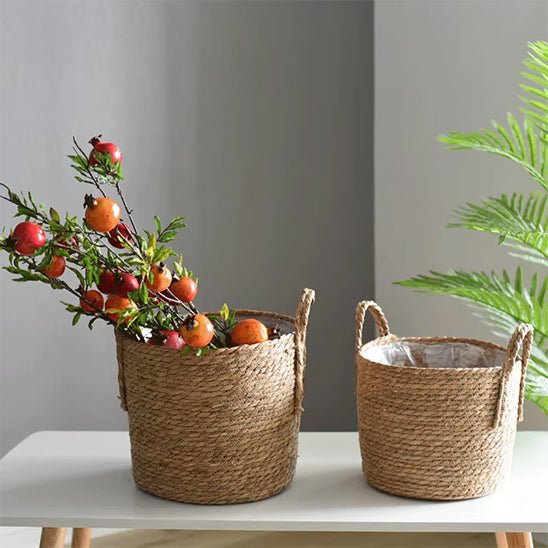 Panier tressé en jonc de mer - Pot de fleur naturel et élégant - Mon Coin Jardin