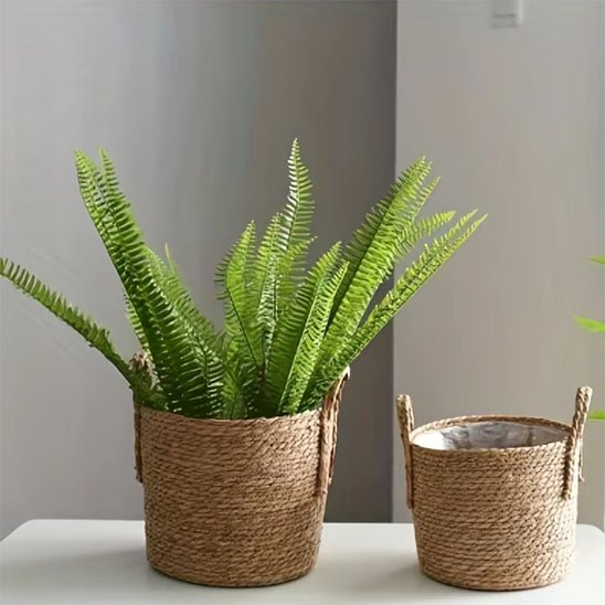 Panier tressé en jonc de mer - Pot de fleur naturel et élégant - Mon Coin Jardin